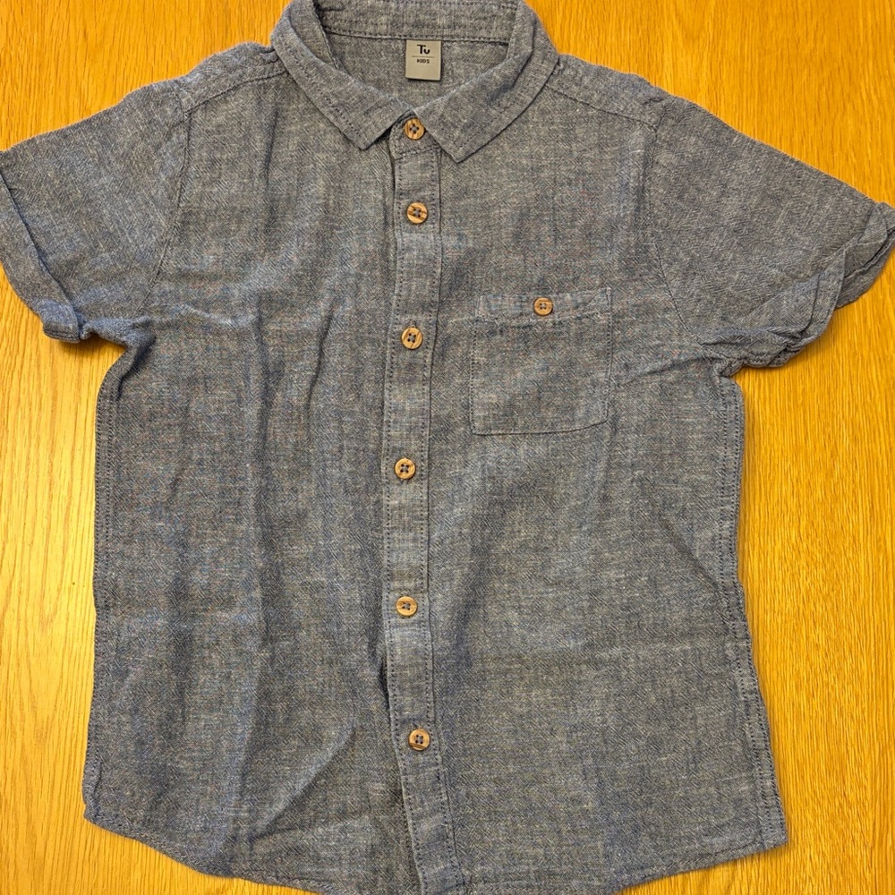 Boys Blue/gray Linen Shirt size 7 years